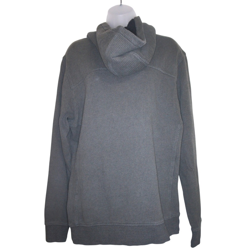 Billabong Hoodie Large Gray Waffle Knit Button Neck Pulover with Kangaroo Pocket - Picture 11 of 16